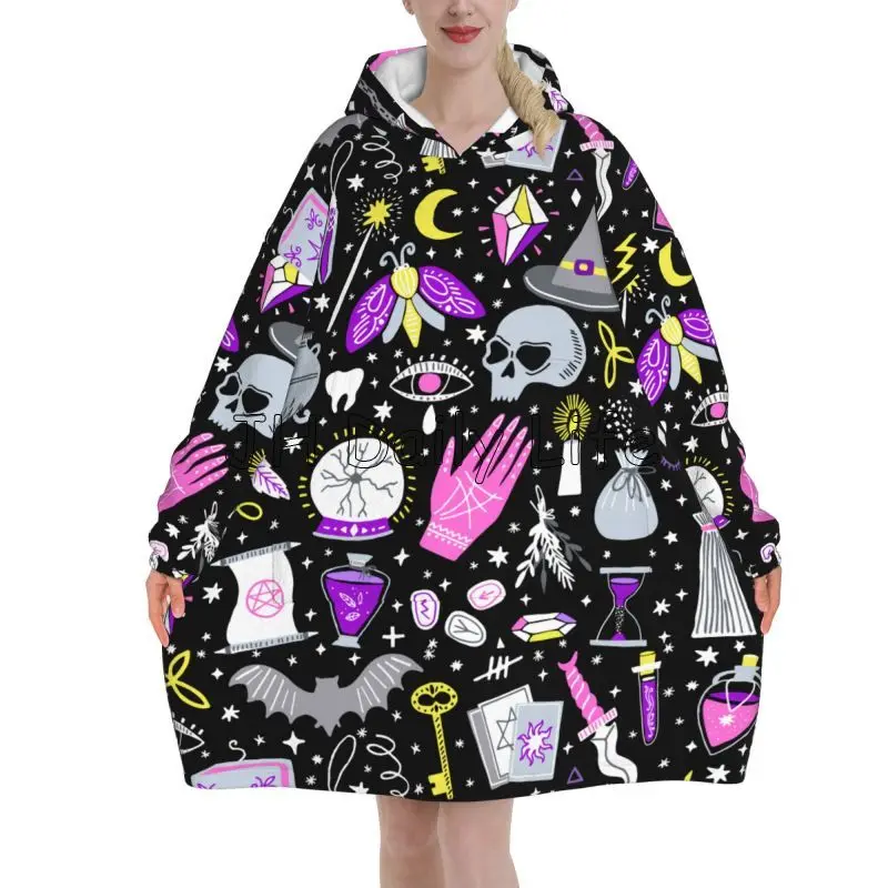 Sherpa Hoodie Fleece - Manta gótica mágica Witchy de gran
