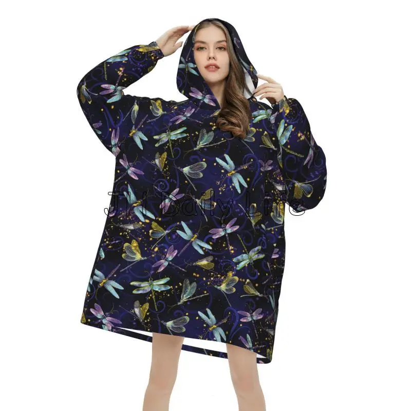 Manta con capucha de libélula  - Sherpa Hoodie Fleece reseña y precio